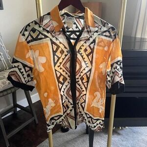 Vintage 90's OMO studio cotton abstract geometric artsy forest fairy top